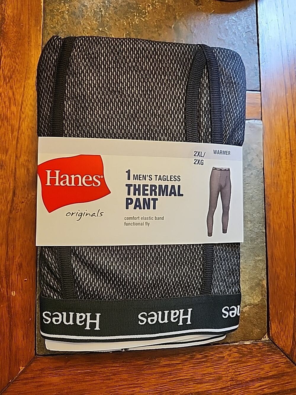 Hanes Originals Thermal Pant Tagless XXL Black Comfort Elastic Functional Fly